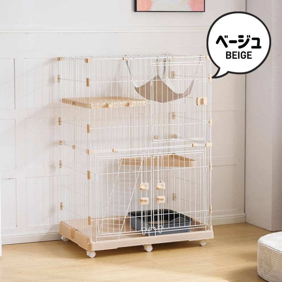 今月末頃まで！ 猫ケージ  キャットケージ  ２段 猫ドア付き！美品 全品5%OFFクーポン利用！】猫 ケージ 2段 猫ドア付き キャスター付き