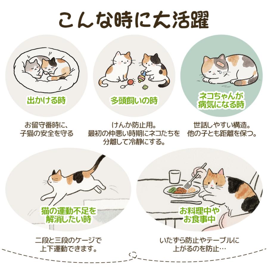 猫 ケージ 2段 猫ドア付き キャスター付き キャットケージ 大型