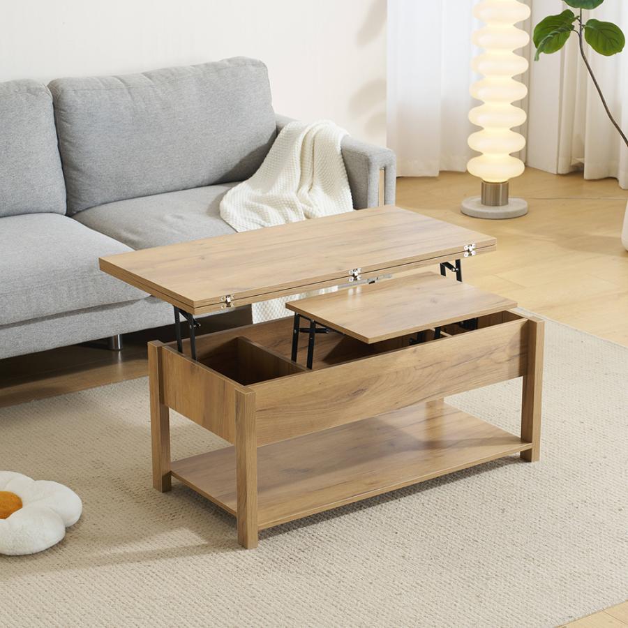 昇降式テーブル 収納付き 幅100 高さ調節 展開可能 リフトアップ