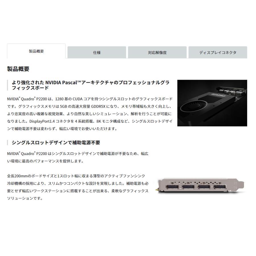 グラフィックボード・グラボ・ビデオカード NVIDIA Quadro P2200 5GB GDDR5X NVIDIA Quadro P2200 - 株式会社 エルザ ジャパン