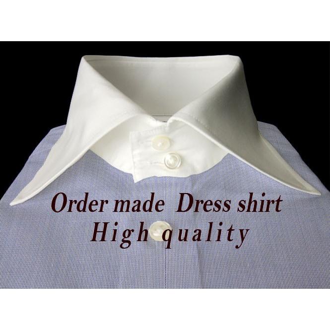 ハイクオリティ ブルー系 織柄 メンズ オーダーシャツ 綿100％ ポリ00