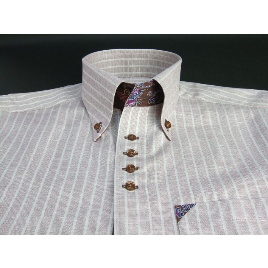 かりゆしウェア結婚式に アロハシャツ 沖縄 メンズ ボタンダウン 半袖 クールビズ Yシャツ ワイシャツ 紅型 茶 ブラウン ストライプ柄 麻15 Msst Br01 0819 Msst Br01 オーダースーツのフェローズ 通販 Yahoo ショッピング