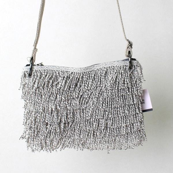 インポート シルバーラメフリンジ付きショルダーバッグ : セレクト