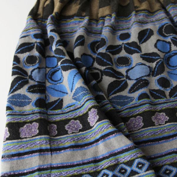 M.&KYOKO 佐藤繊維 M&KYOKO リーフ柄コットンニットスカート