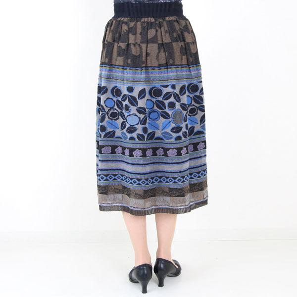 M.&KYOKO スカート　ニットスカート M.&KYOKO 佐藤繊維 M&KYOKO リーフ柄コットンニットスカート