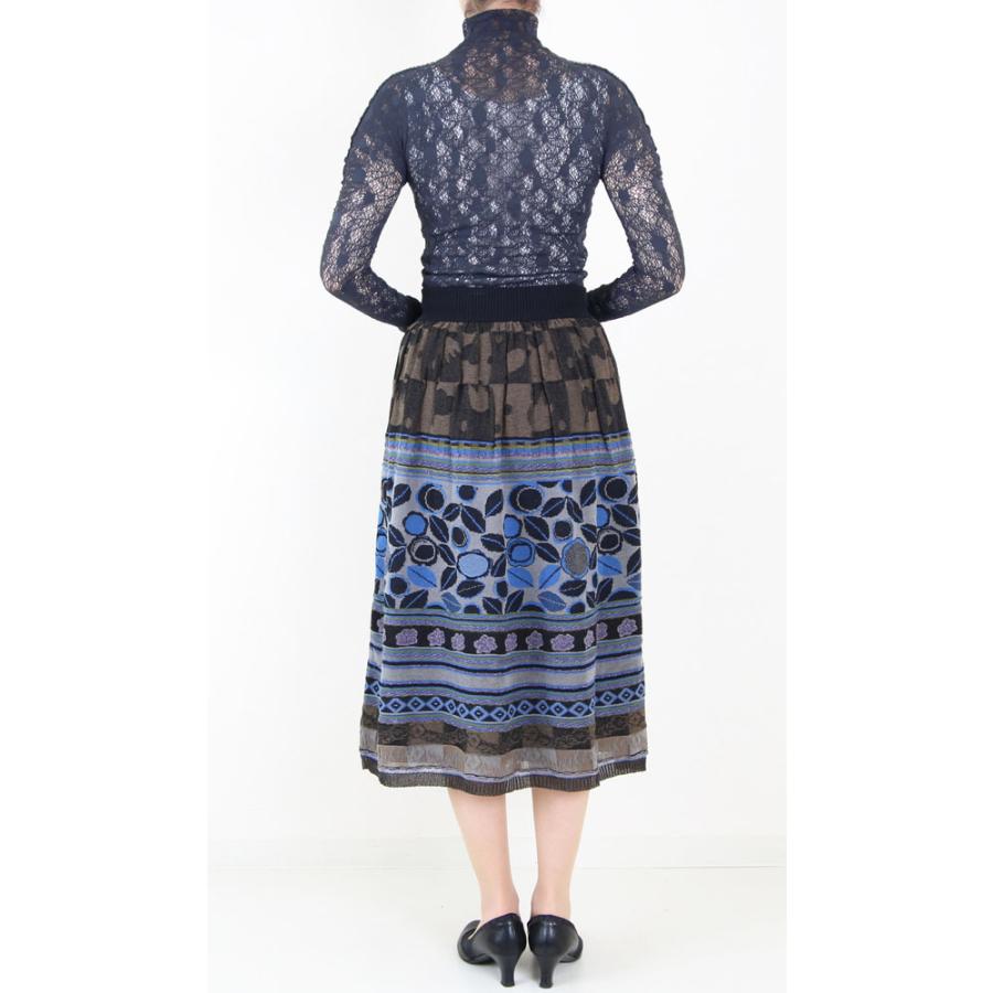 M.&KYOKO 佐藤繊維 M&KYOKO リーフ柄コットンニットスカート