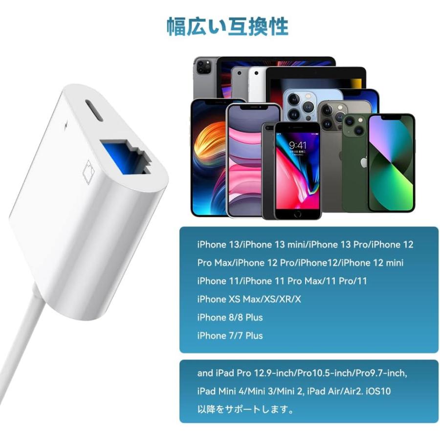 有線LANアダプター iPhone/iPad用 RJ45 イーサネット 変換アダプター