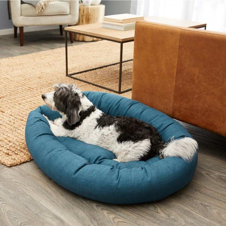 在庫限り Frisco フリスコ ペットグッズ 犬用品 ベッド マット カバー ベッド Faux Linen Round Bolster Dog Bed W Removable Cover 安い Kinerjaku Kkp Go Id