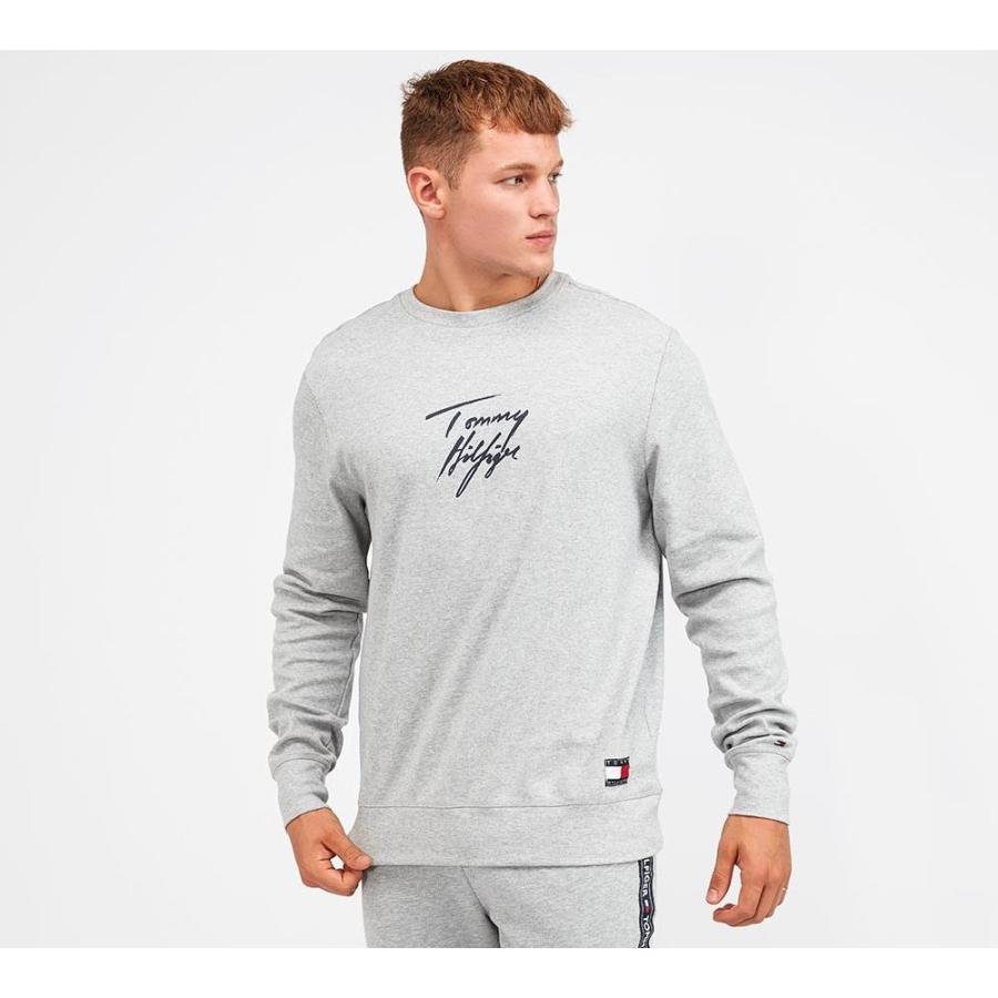 完売 トミー ヒルフィガー Tommy Hilfiger メンズ スウェット トレーナー トップス Lounge Script Logo Sweatshirt Grey Heather 驚きの値段 Www Thaihealthcenter Org