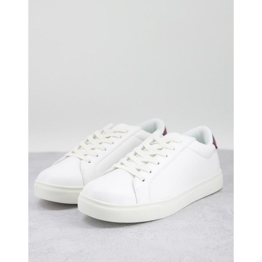 ブレイブソウル Brave Soul メンズ スニーカー レースアップ シューズ 靴 Minimal Lace Up Trainers In White With Contrast Back Tab ホワイト レッド Ap フェルマート Fermart シューズ 通販 Yahoo ショッピング