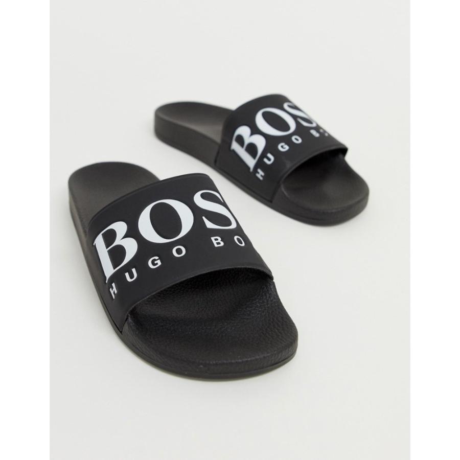 激安アウトレット シューズ 靴 メンズ サンダル ボス ヒューゴ Boss ヒューゴ ブラック Black In Sliders Logo シューズ 靴 シャワーサンダル サンダル メンズ Boss ボス サンダル