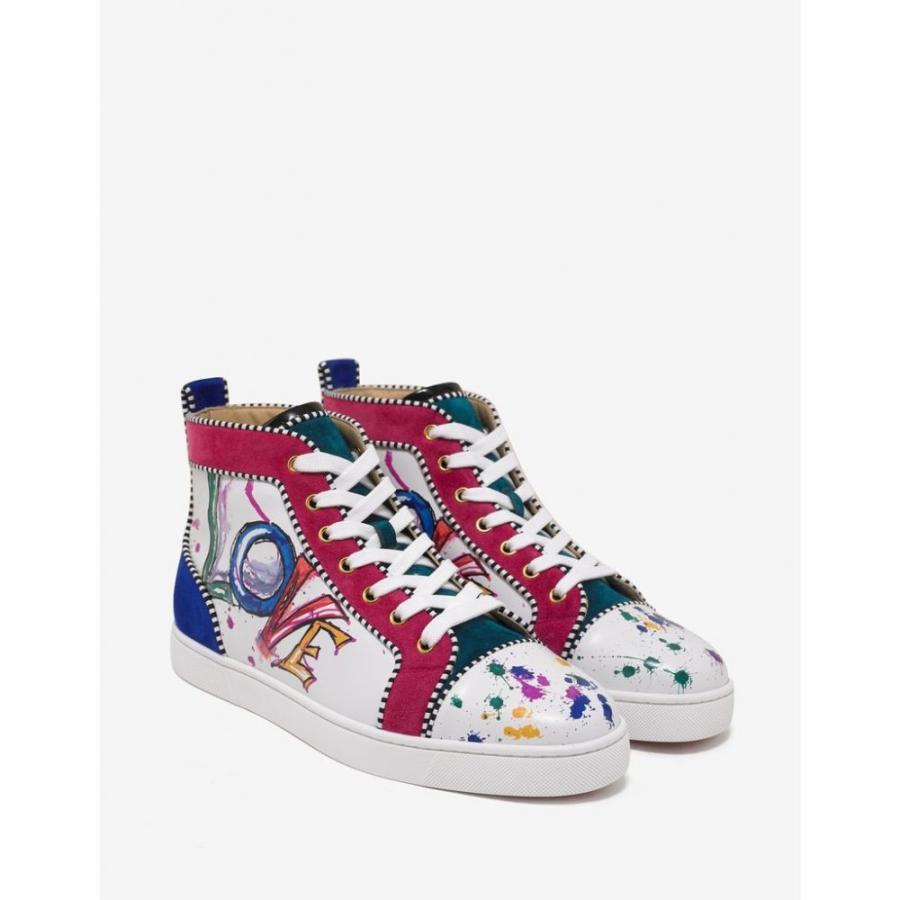 クリスチャン ルブタン Christian Louboutin メンズ スニーカー シューズ 靴 Louis Orlato Flat Love Print High Top Trainers White Mohmmadiyon Com