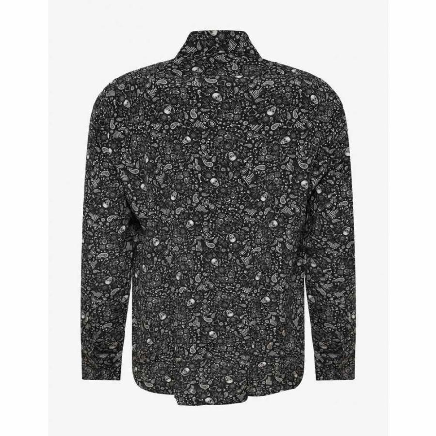 人気ブランド イヴ サンローラン Saint Laurent メンズ シャツ トップス Crepe De Chine Usa Skull Silk Shirt Black メール便なら送料無料 Elpqs Com