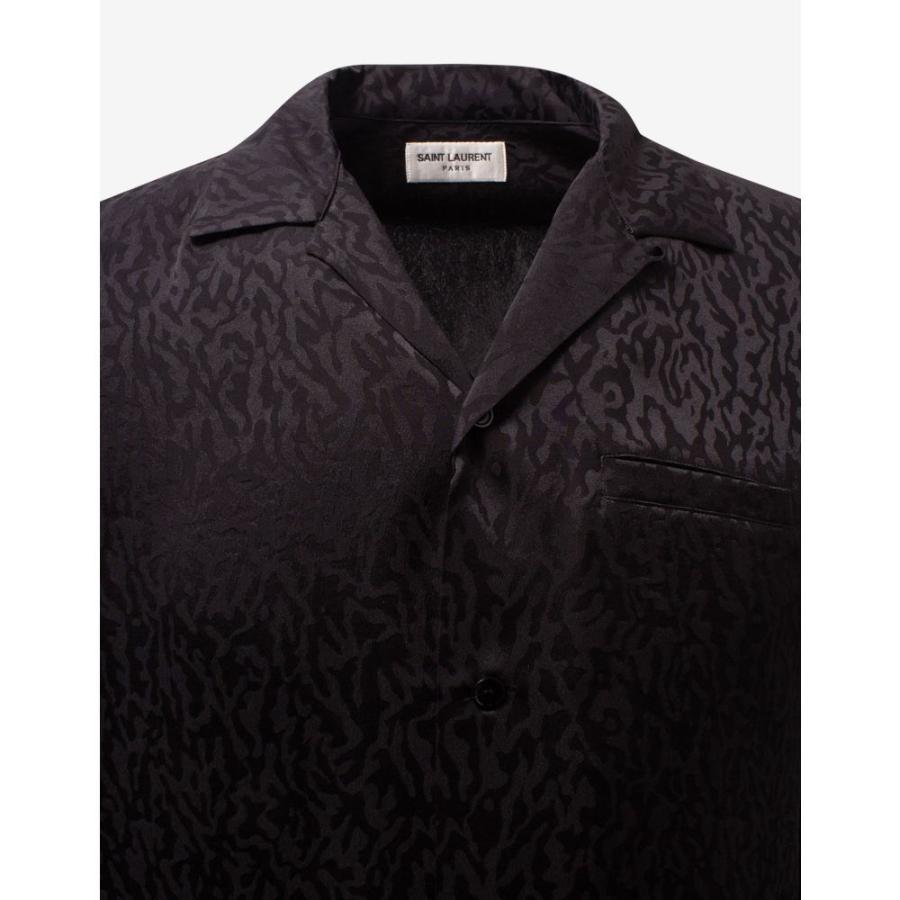 最高級のスーパー Saint Laurent Black Shirt Silk Jacquard Camo Black トップス シャツ メンズ Laurent Saint サンローラン イヴ トップス メンズ シャツ サンローラン イヴ シャツ カジュアルシャツ
