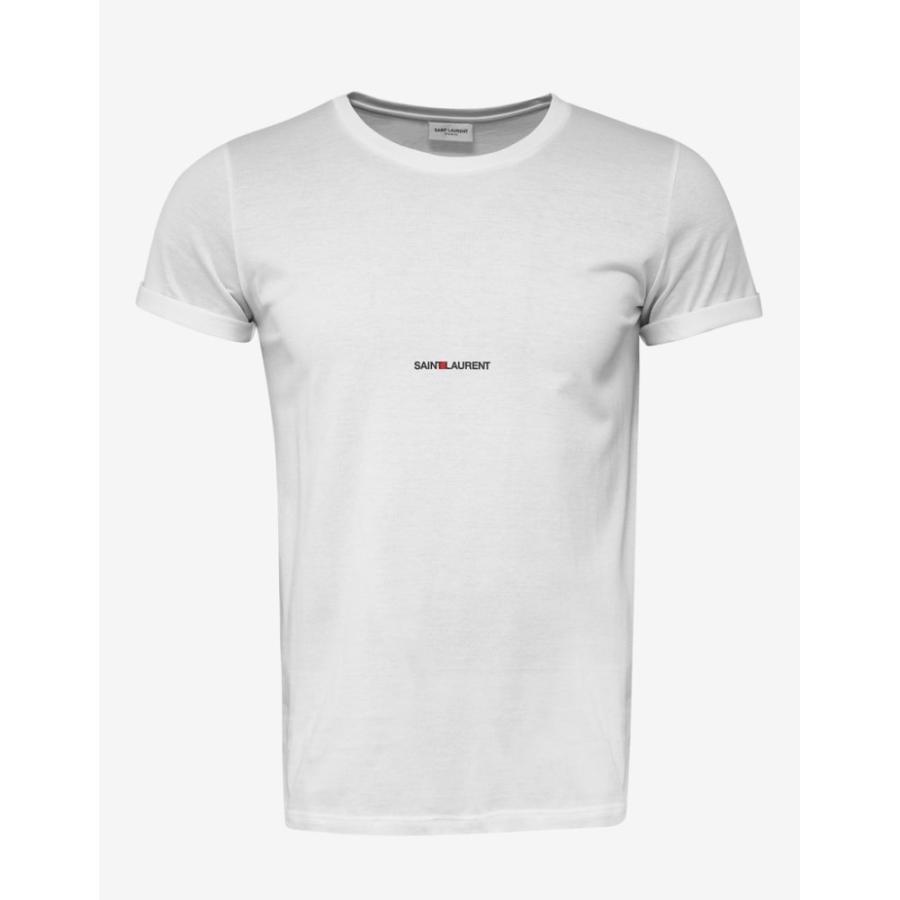 イヴ サンローラン Saint Laurent メンズ Tシャツ トップス Square Logo Print T Shirt White Fakfakkab Go Id