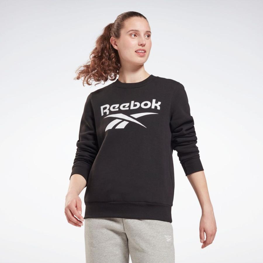 優先配送 トップス スウェット・トレーナー レディース Reebok リーボック Identity black Sweatshirt Crew Fleece Logo トレーナー