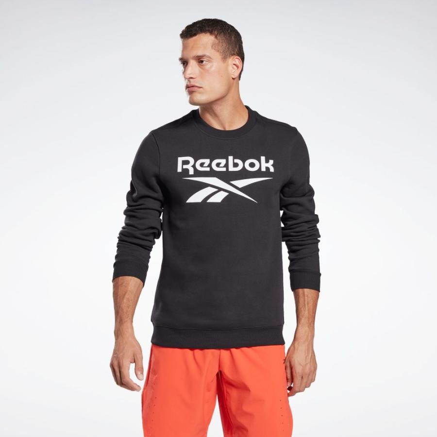 予約注文 リーボック Reebok メンズ スウェット トレーナー トップス Identity Fleece Crew Sweatshirt Black White 特別セール商品 Oxleyleasing Com