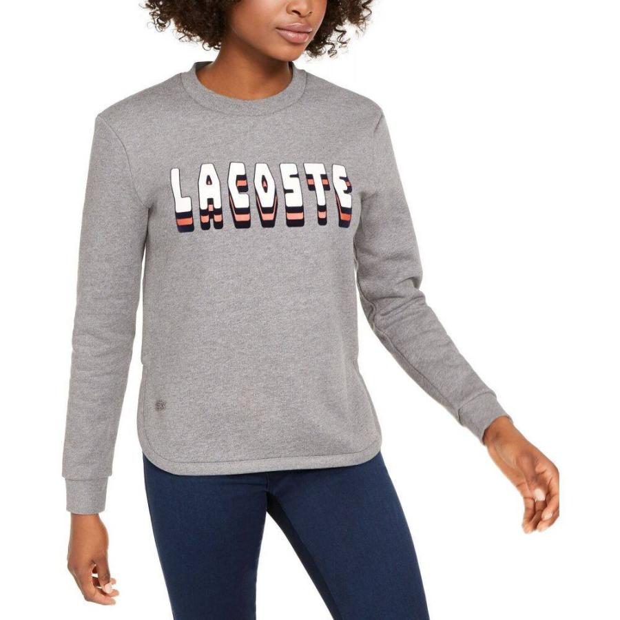 ラコステ Lacoste レディース スウェット トレーナー トップス Brushed Fleece Logo Sweatshirt Stone Grey Aula Cat