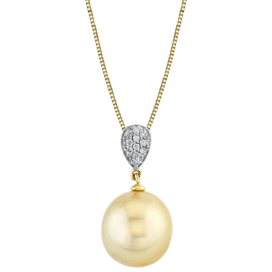 【国際ブランド】 メイシーズ Macy's ユニセックス ネックレス Cultured Golden South Sea Pearl (12mm) & Diamond Accent 18" Pendant Necklace in 14k Gold Yellow Gold ネックレス、ペンダント