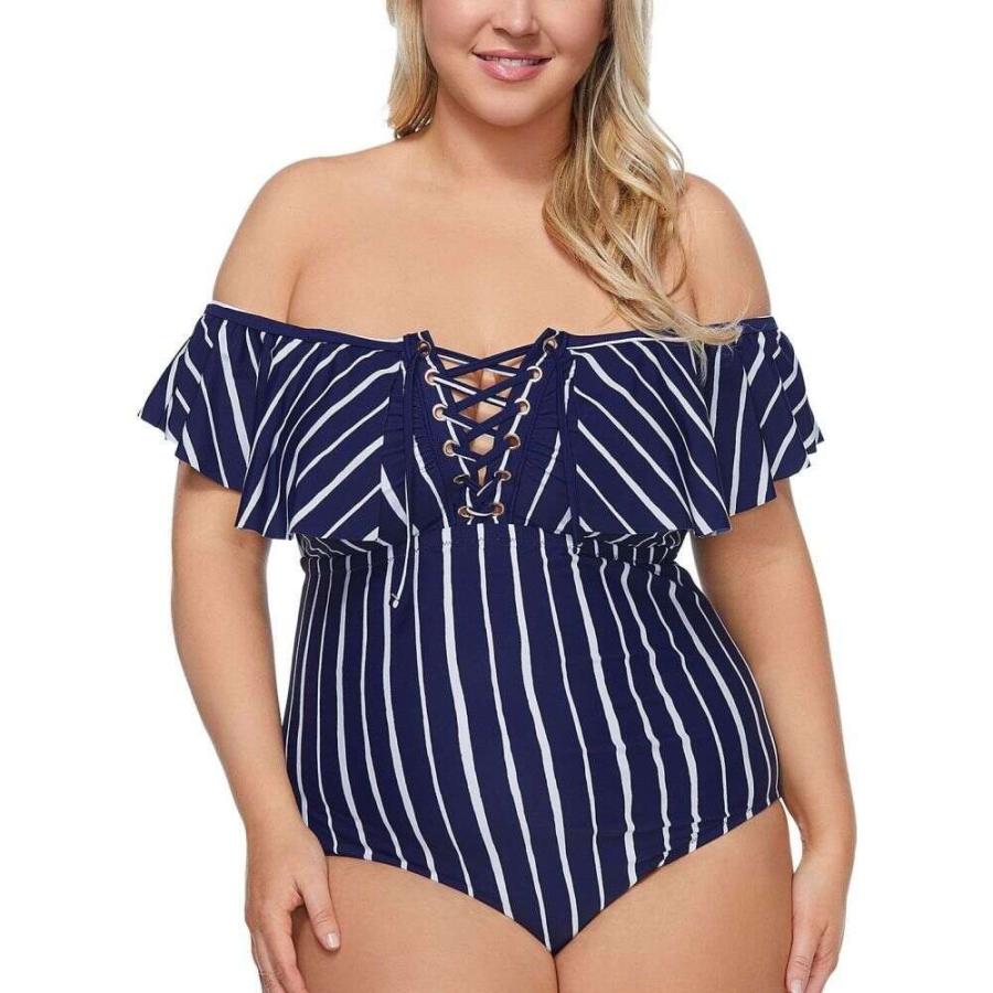 レーズンズ Raisins Curve レディース ワンピース 大きいサイズ Trendy Plus Size Shore Thing Off The Shoulder One Piece Swimsuit Shore Thing Sagaretxe Net