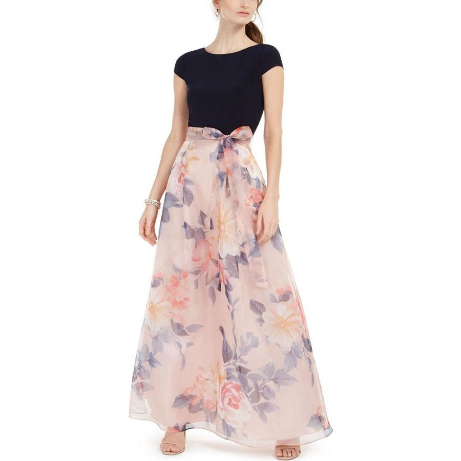 保存版 Sl ファッションズ Sl Fashions レディース パーティードレス ワンピース ドレス Petite Floral Organza Gown Navy Blush 代引不可 Kuljic Com