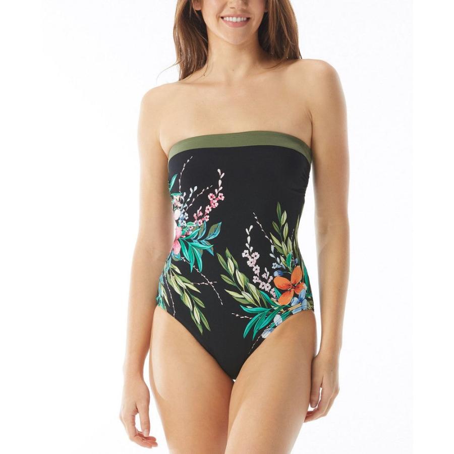 お試し価格 レディース Camuto Vince カムート ヴィンス ワンピース Black Swimsuit One Piece Corset Back Printed 水着 ビーチウェア ワンピース サイズ 14