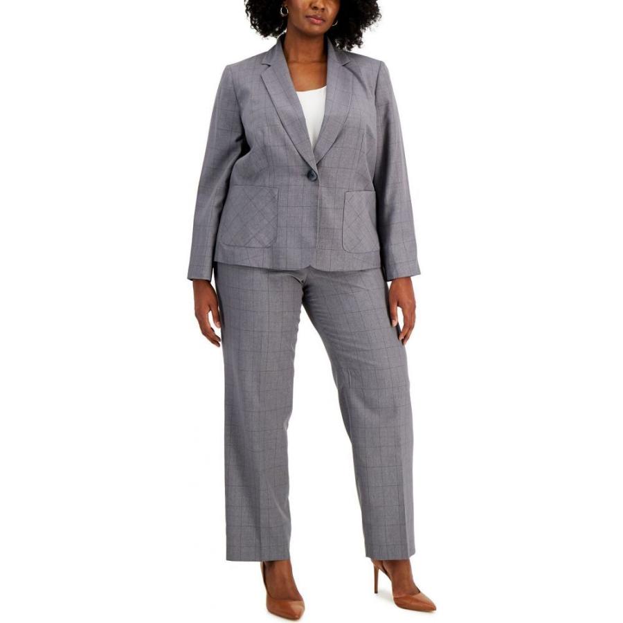 おすすめポイント ル スーツ Le Suit レディース スーツ ジャケット パンツスーツ 大きいサイズ アウター Plus Size Windowpane Pantsuit Grey Peacock 一 番 安い通販 Www Superavila Com