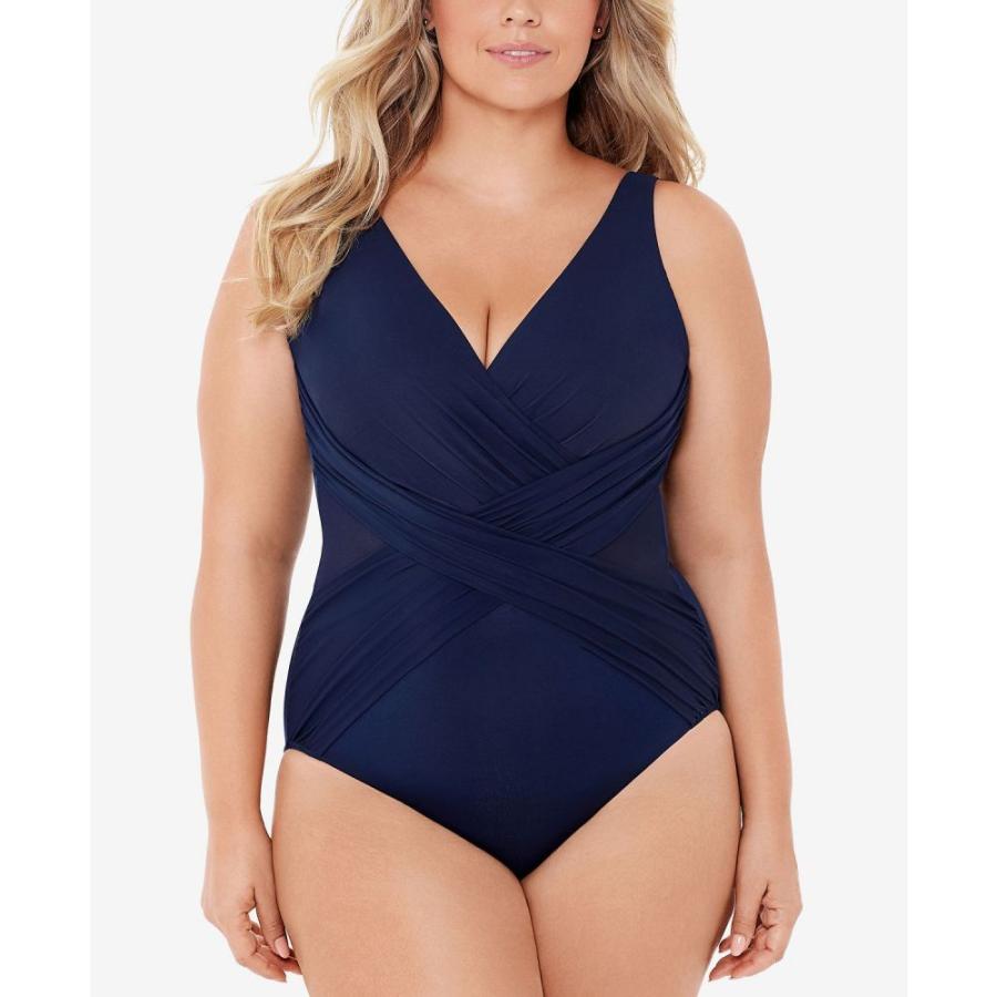 人気 送料無料 ミラクルスーツ Miraclesuit レディース ワンピース 大きいサイズ 水着 ビーチウェア Plus Size Allover Slimming Crossover One Piece Swimsuit Midnight 激安アウトレット モール Www Mpscameroon Com