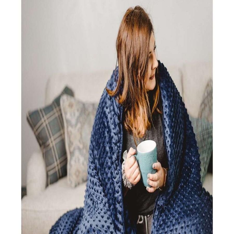 ステッチ Stitched ユニセックス 雑貨 デュベカバー ブランケット Weighted Blanket With Minky Dot Duvet Cover Size Queen Navy Movilizarse Org