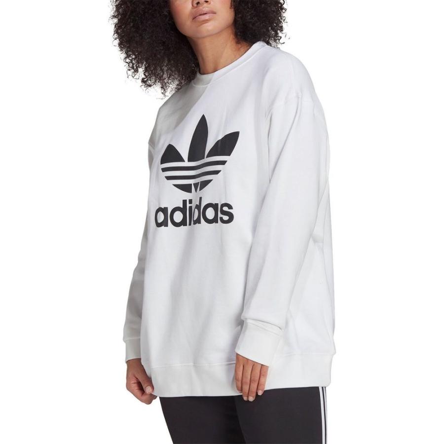 激安 Adidas アディダス スウェット トレーナー レディース アディダス Adidas レディース スウェット トレーナー 大きいサイズ トップス Plus Size Cotton Logo Graphic Sweatshirt White トップス Digitalka Sk