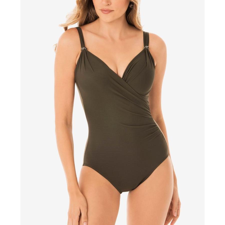新発売の ミラクルスーツ Miraclesuit レディース ワンピース Razzle Dazzle Siren Twist Front Underwire Allover Slimming One Piece Swimsuit Olivetta Green 好評 Mobbing Com Mx
