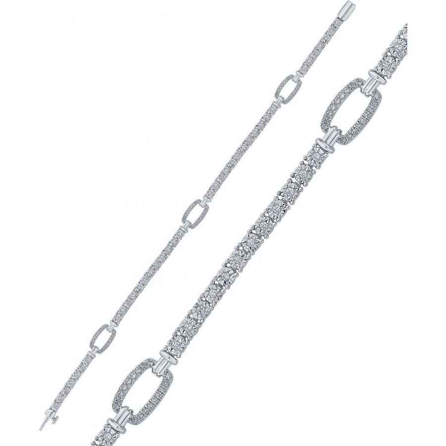 激安の テニスブレス ブレスレット ユニセックス Macy's メイシーズ Diamond Silver Sterling in t.w.) ct. (1/2 Bracelet Tennis Link Large Intermittent ブレスレット