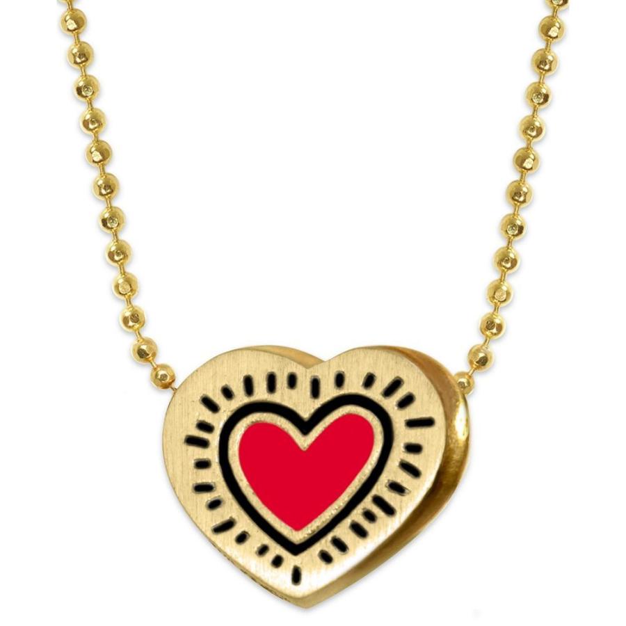 オープニングセール Keith X Woo Alex ヘリング キース ネックレス ヘリング キース Haring Keith X Woo Alex Haring Red Necklace Pendant Heart Enamel Gold Yellow 14k ジュエリー アクセサリー ハート ネックレス ユニセックス メンズアクセサリー