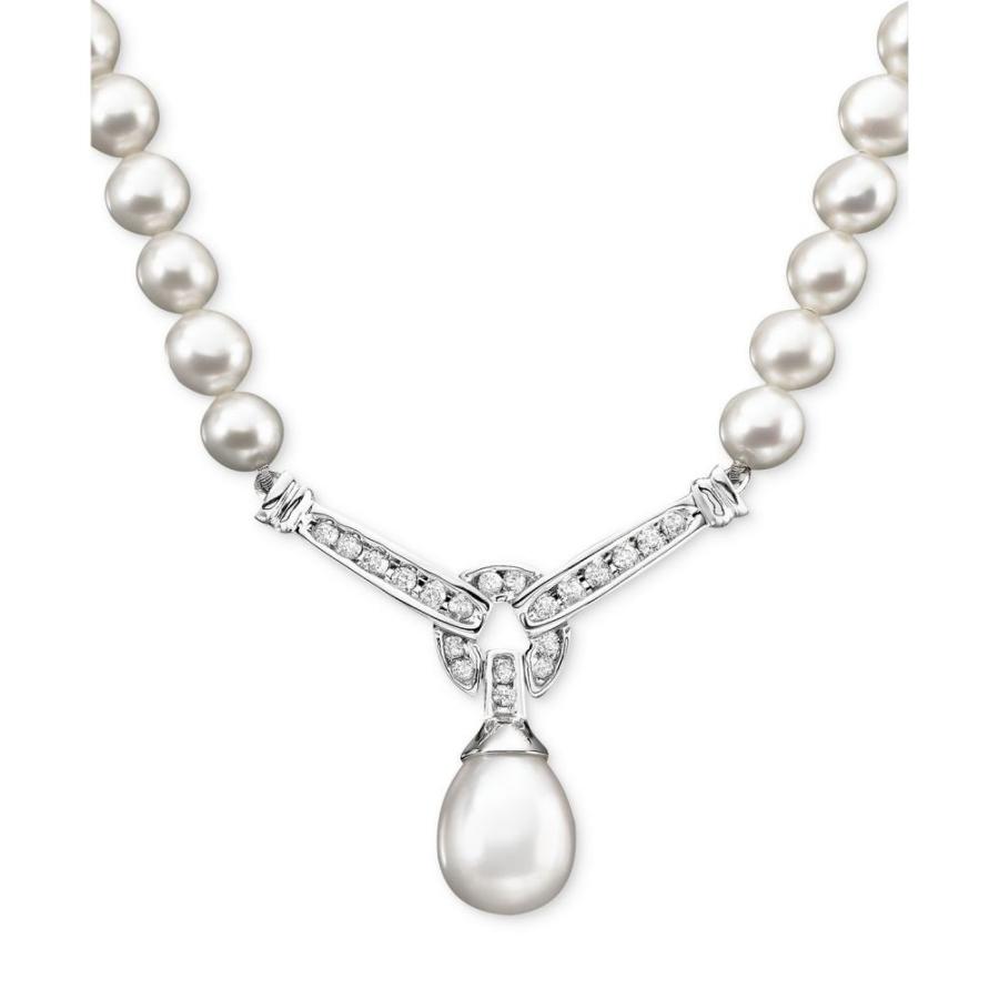 メイシーズ Macy S ユニセックス ネックレス 14k White Gold Necklace Cultured Freshwater Pearl And Diamond 1 3 Ct T W Necklace No Color Www Unipymes Com