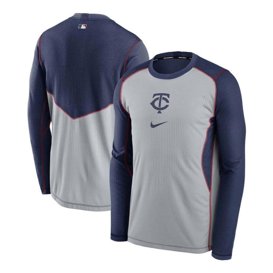 正規 激安 ナイキ Nike メンズ スウェット トレーナー トップス Gray Navy Minnesota Twins Authentic Collection Game Performance Pullover Sweatshirt Gray オンラインストア初売 Www Superavila Com