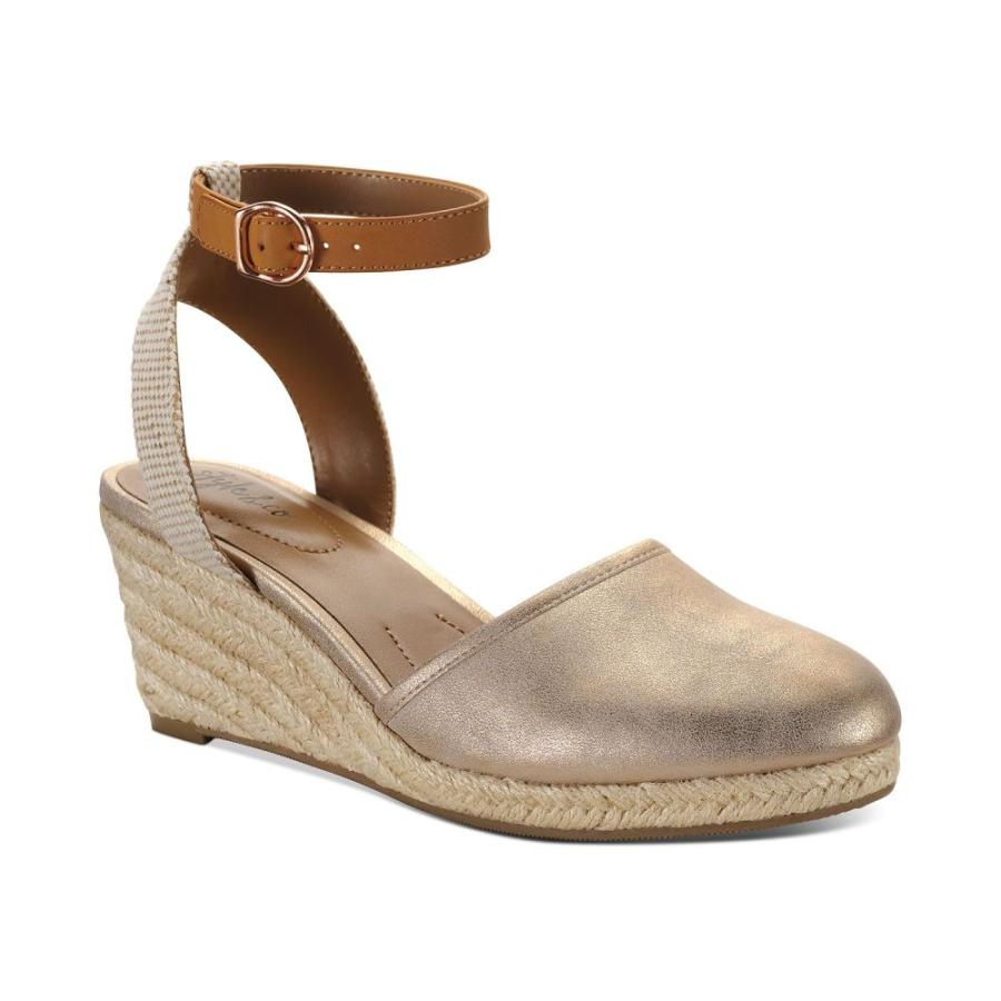 話題の人気 スタイルamp コー Style Amp Co レディース エスパドリーユ ウェッジソール サンダル ミュール Mailena Wedge Espadrille Sandals Gold Natural