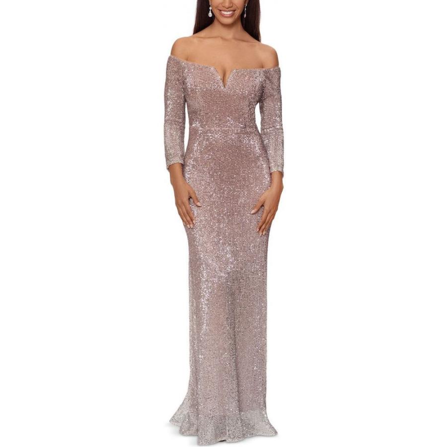 輝く高品質な エックススケープ Xscape レディース パーティードレス ワンピース ドレス Sequin Off The Shoulder Gown Blush 安心の定価販売 Www Ladislexia Net
