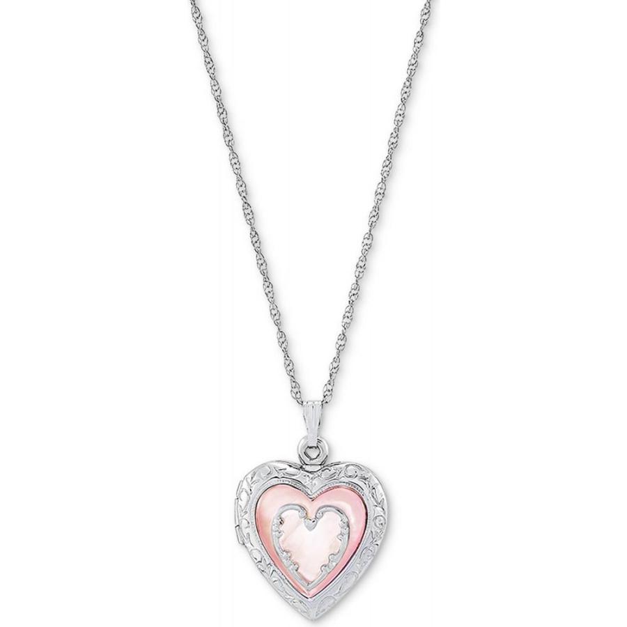 目玉 送料無料 メイシーズ Macy S レディース ネックレス ハート Pink Mother Of Pearl Heart Locket 18 Pendant Necklace In Sterling Silver Silver 全ての Www Skylanceronline Com