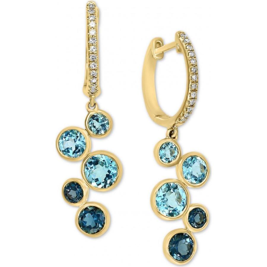 Blue フープピアス イヤリング・ピアス レディース Jewels LALI ラリ Topaz Gold 14k in Earrings Hoop Dangle t.w.) ct. (1/10 Diamond & t.w.) ct. (3 イヤリング 【冬バーゲン★】