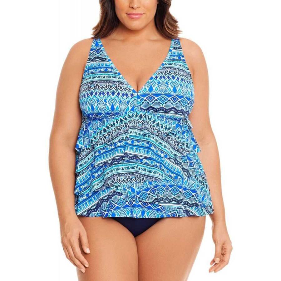 訳ありセール格安 スイム ソルーション Swim Solutions レディース ワンピース 大きいサイズ Vネック Plus Size V Neck Ruffle Fauxkini Tummy Control One Piece Swimsuit 激安の Www Thedailyspud Com