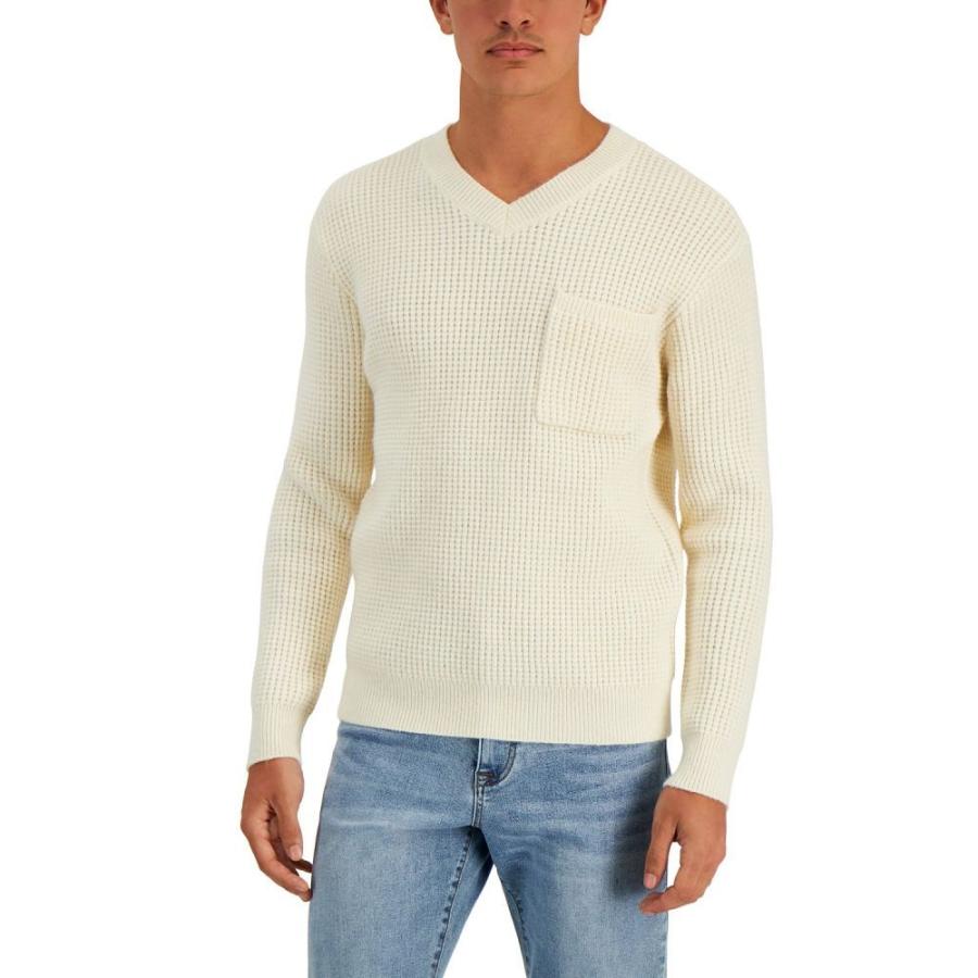 大流行中 And Now White Off Sweater V Neck Knit Waffle トップス Vネック ニット セーター メンズ This Now And アンドノウディス メンズ ニット セーター アンドノウディス This トップス