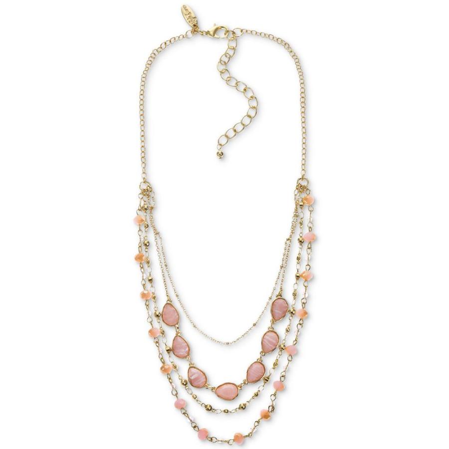 【正規品】 スタイル&コー Pink extender 3" + 17" Necklace, Strand Layered Stone & Bead Mixed Gold-Tone ネックレス ユニセックス Co & Style ネックレス、ペンダント