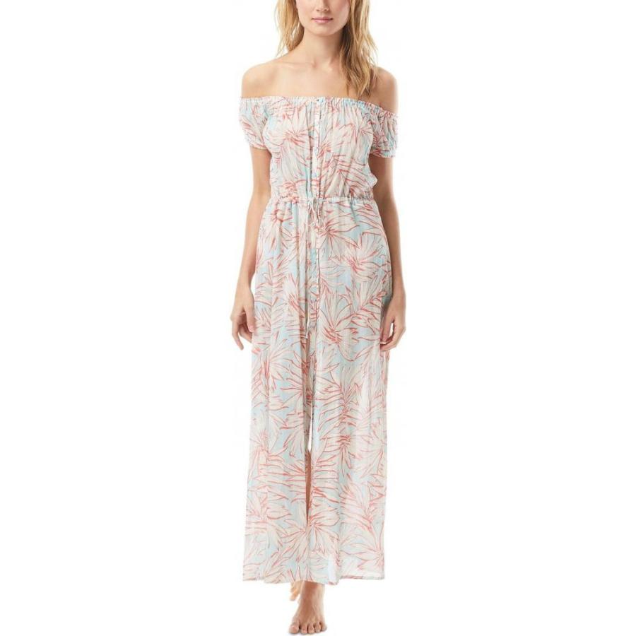 超美品 ヴィンス カムート Vince Camuto レディース ビーチウェア ワンピース ドレス Printed Off The Shoulder Cotton Cover Up Maxi Dress Coastal Blue 現金特価 Kuljic Com