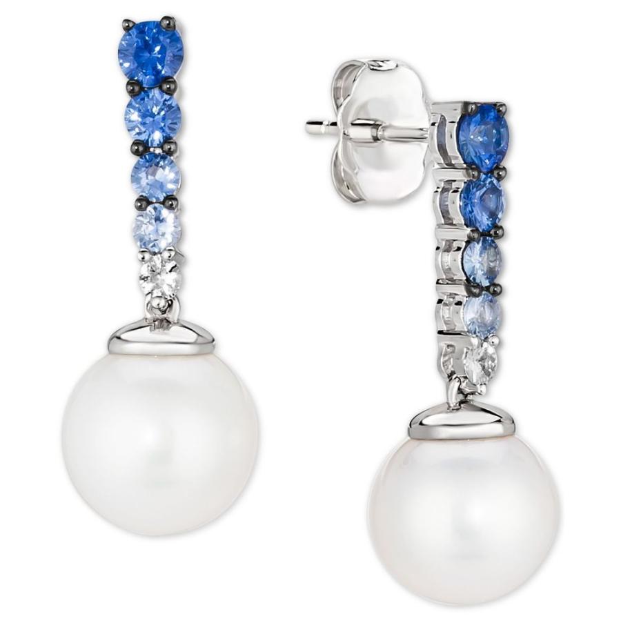 ル ヴァン Le Vian ユニセックス イヤリング・ピアス Vanilla Pearl' (8mm) & Multi-Sapphire (3/8 ct. t.w.) Drop Earrings in 14k White Gold｜fermart-shoes｜02