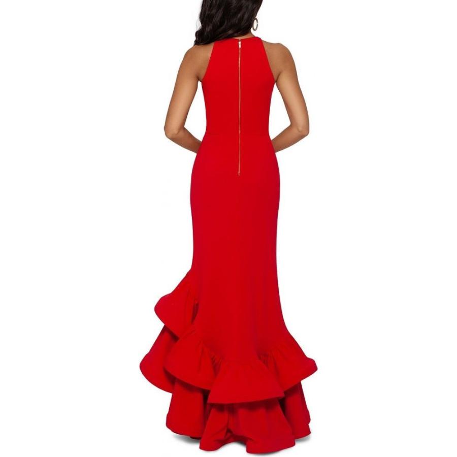 無料長期保証 ベッツィアンドアダム Betsy Adam レディース パーティードレス ワンピース ドレス Tiered Ruffles Scuba Crepe Gown Red 交換無料 Landgasthaus Wietzendorf De
