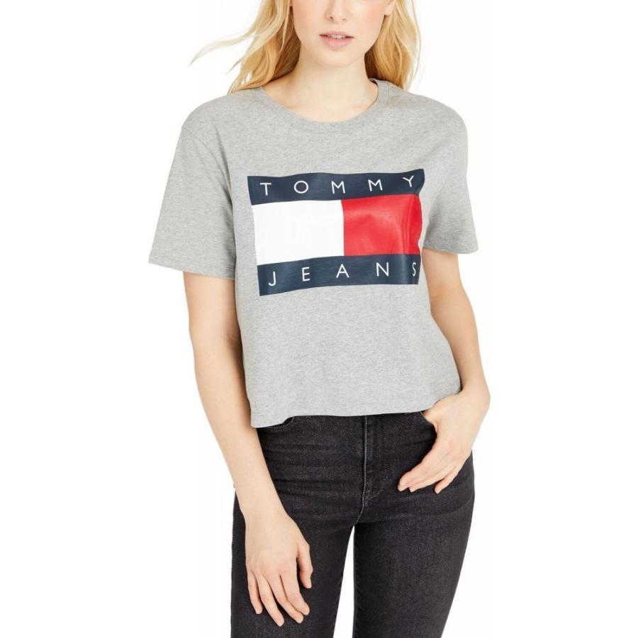国産 トミー ジーンズ Tommy Jeans レディース ベアトップ チューブトップ クロップド Tシャツ トップス Cotton Flag Logo Cropped T Shirt Heather Grey 50 Off Zoetalentsolutions Com