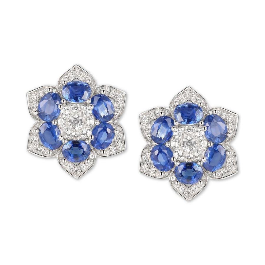 メイシーズ Macy S ユニセックス イヤリング ピアス Sapphire 2 1 2 Ct T W Diamond 1 2 Ct T W Flower Stud Earrings In 14k White Gold Pymr Go Th