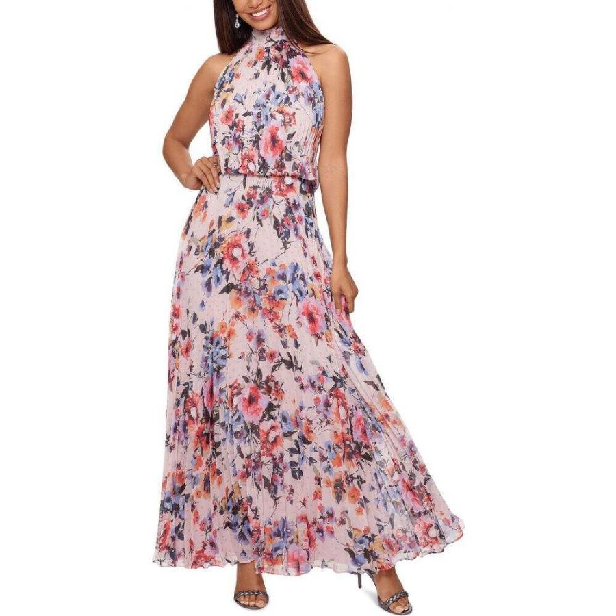オープニング大放出セール エックススケープ Xscape レディース パーティードレス ワンピース ドレス Halter Neck Floral Gown Blush Gold 格安即決 Www Doctor Plan Com