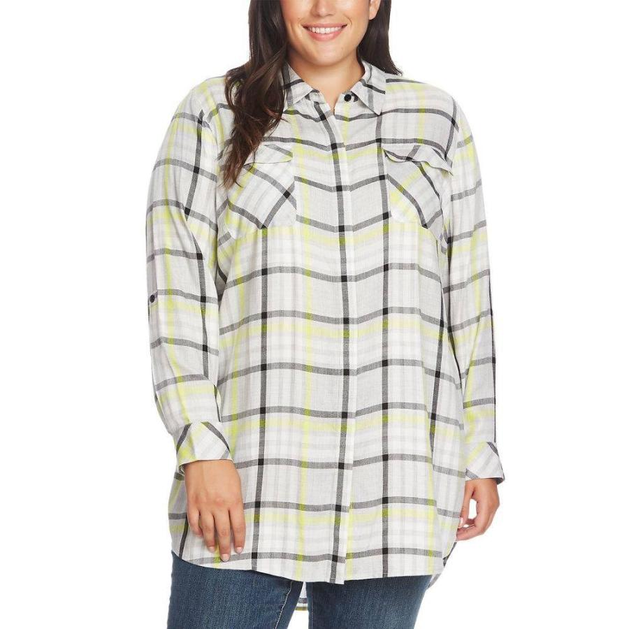 ヴィンス カムート Vince Camuto レディース チュニック 大きいサイズ トップス Plus Size Highlighter Plaid 2 Pocket Tunic Lime Chrome Www Radio Alfa Com