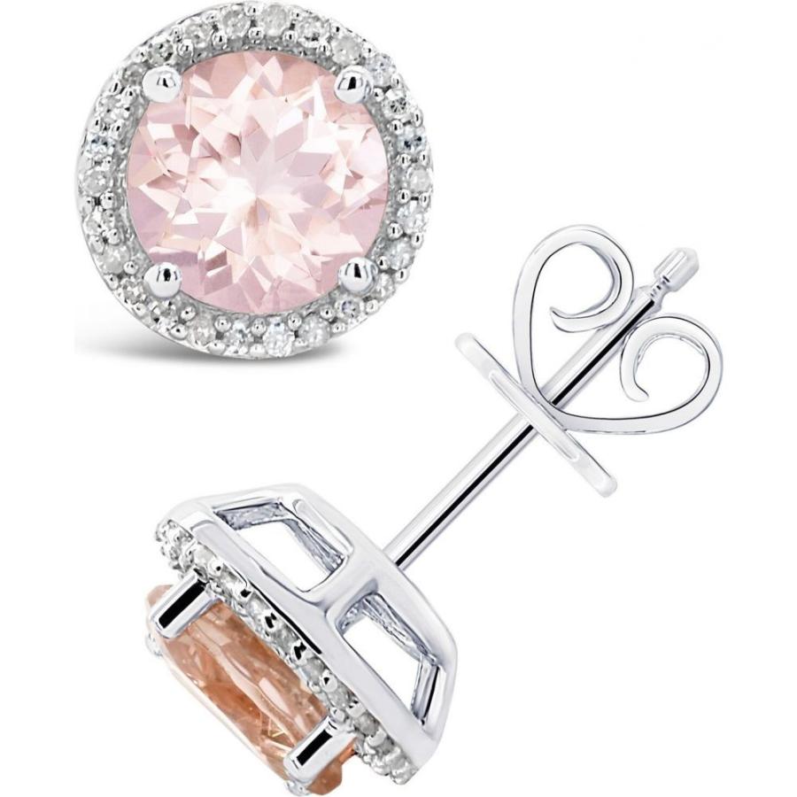 メイシーズ Macy S ユニセックス イヤリング ピアス Morganite 2 1 2 Ct T W And Diamond 1 6 Ct T W Stud Earrings In Sterling Silver Peach Supersport Tn